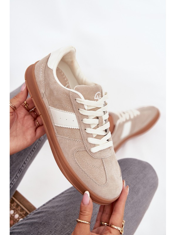 Suede Women's Sneakers Vinceza 14029 Beige