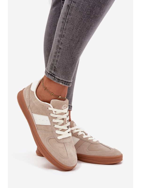 Suede Women's Sneakers Vinceza 14029 Beige
