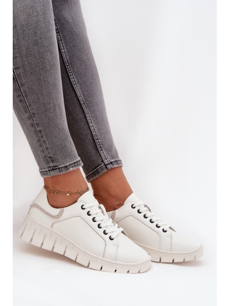 Leather Women's Shoes with Laces Vinceza 41493 White