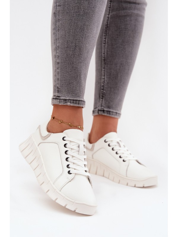 Leather Women's Shoes with Laces Vinceza 41493 White