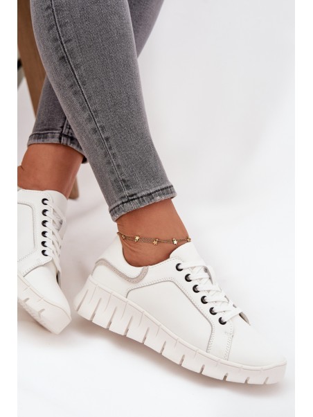 Leather Women's Shoes with Laces Vinceza 41493 White
