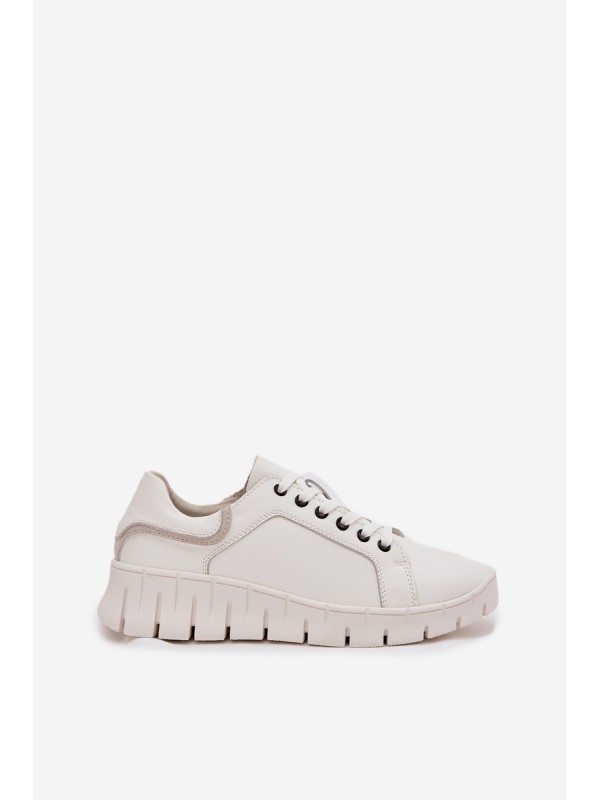 Leather Women's Shoes with Laces Vinceza 41493 White