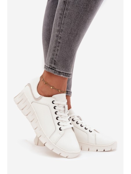 Leather Women's Shoes with Laces Vinceza 41493 White