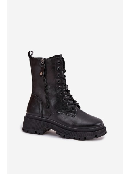 Women's Work Boots with Insulation with Double Zipper Black Perlina