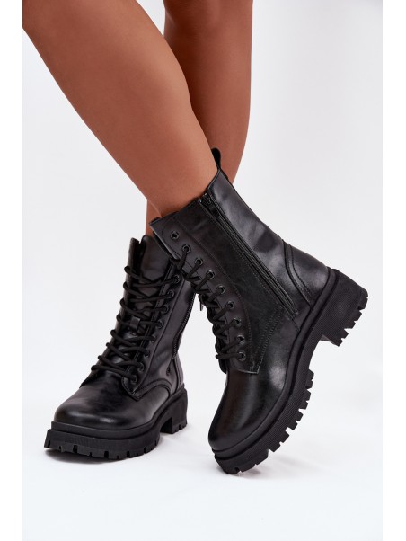 Women's Work Boots with Insulation with Double Zipper Black Perlina