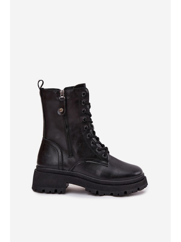 Women's Work Boots with Insulation with Double Zipper Black Perlina