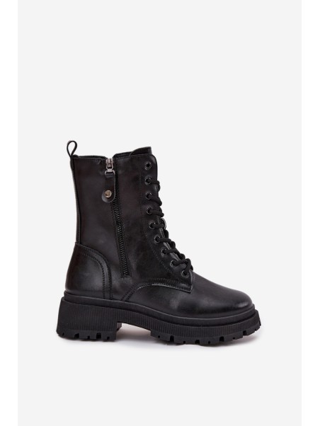 Women's Work Boots with Insulation with Double Zipper Black Perlina