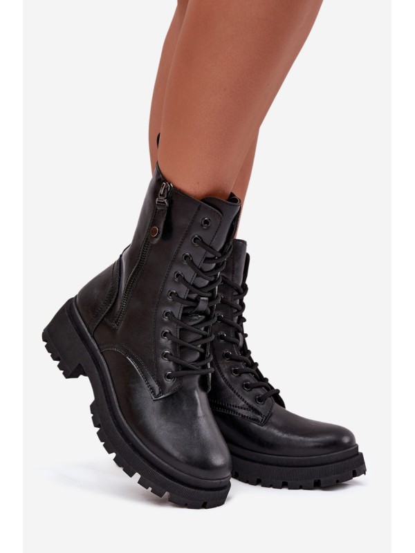 Women's Work Boots with Insulation with Double Zipper Black Perlina