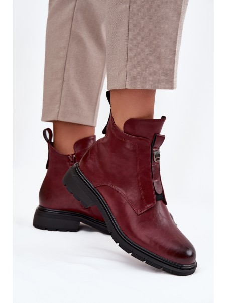 Insulated Women's Ankle Boots with Zip Decorative Detail Bordeaux Roselle