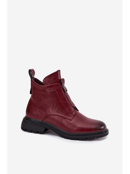 Insulated Women's Ankle Boots with Zip Decorative Detail Bordeaux Roselle