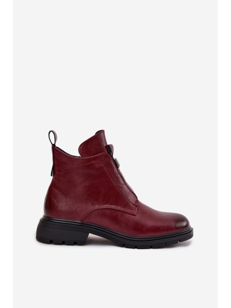 Insulated Women's Ankle Boots with Zip Decorative Detail Bordeaux Roselle