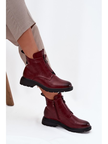Insulated Women's Ankle Boots with Zip Decorative Detail Bordeaux Roselle