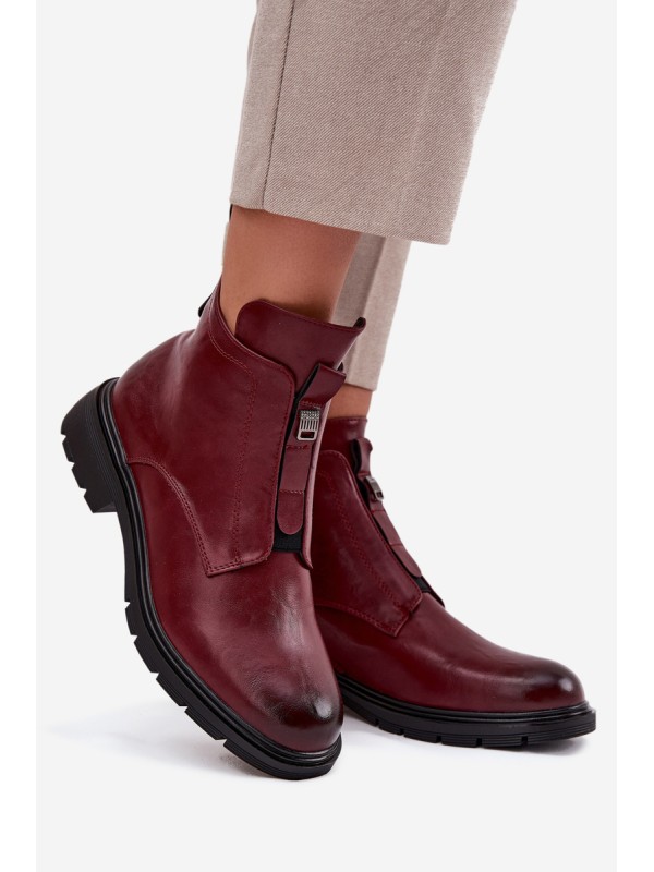 Insulated Women's Ankle Boots with Zip Decorative Detail Bordeaux Roselle