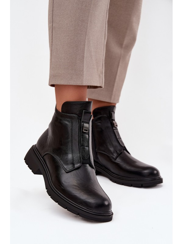 Insulated Women's Boots with Zipper and Decorative Detail Black Roselle