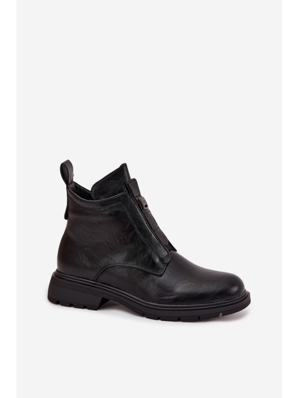 Insulated Women's Boots with Zipper and Decorative Detail Black Roselle