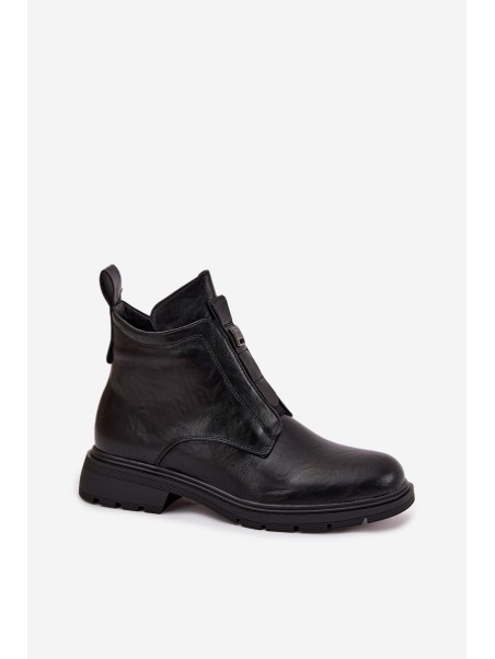 Insulated Women's Boots with Zipper and Decorative Detail Black Roselle