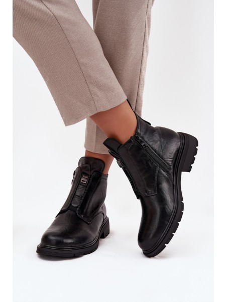 Insulated Women's Boots with Zipper and Decorative Detail Black Roselle