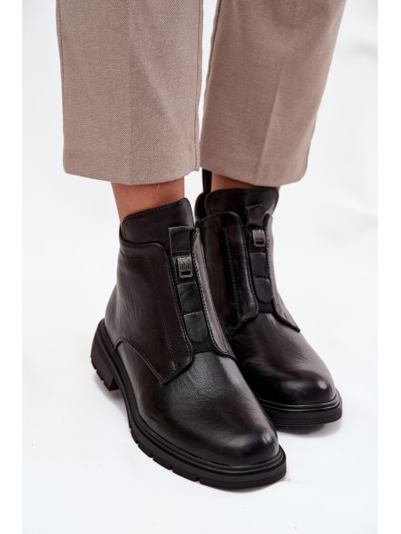 Insulated Women's Boots with Zipper and Decorative Detail Black Roselle
