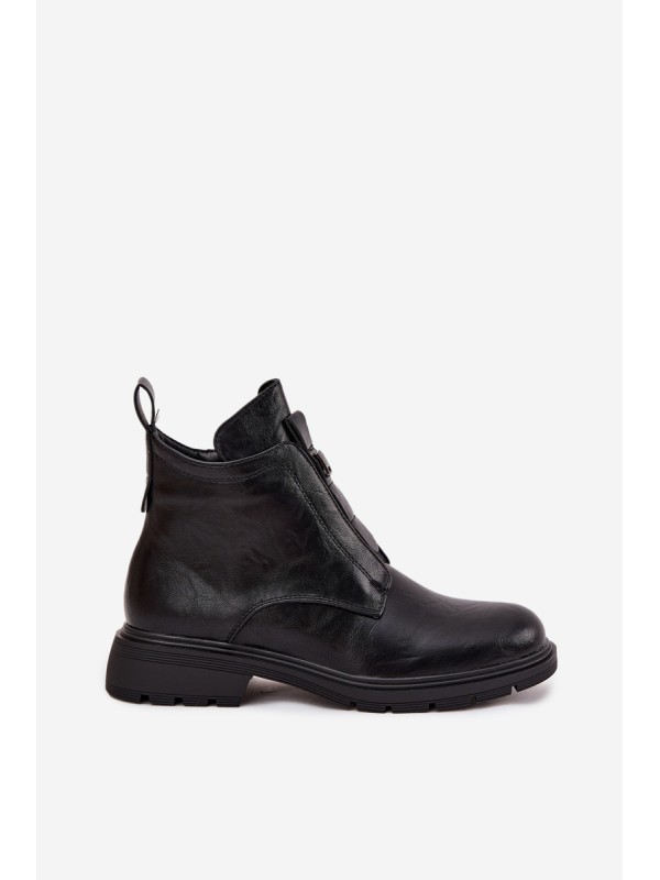Insulated Women's Boots with Zipper and Decorative Detail Black Roselle