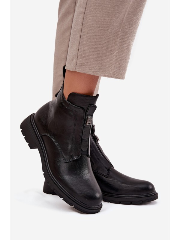 Insulated Women's Boots with Zipper and Decorative Detail Black Roselle