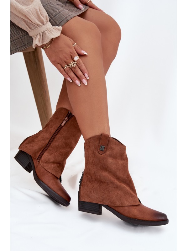 Insulated Cowboy Boots With Heel Camel Sylvette