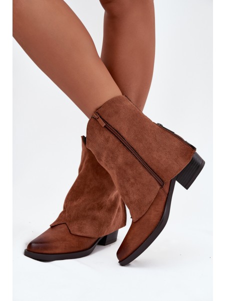 Insulated Cowboy Boots With Heel Camel Sylvette