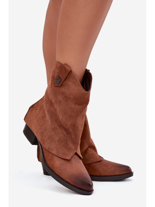 Insulated Cowboy Boots With Heel Camel Sylvette