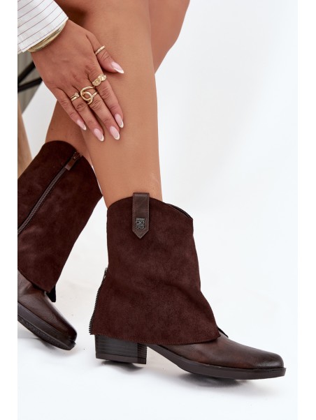 Insulated Cowboy Boots High Heels Chocolate Sylvette