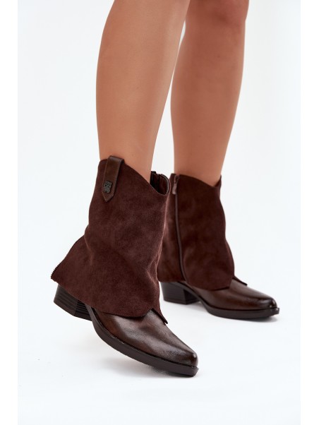 Insulated Cowboy Boots High Heels Chocolate Sylvette