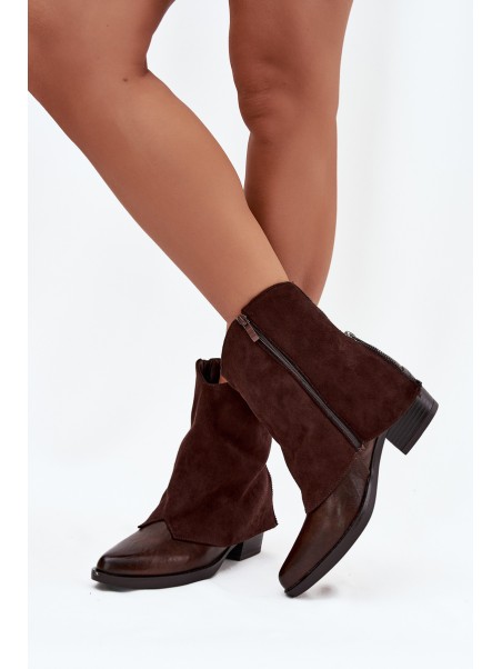 Insulated Cowboy Boots High Heels Chocolate Sylvette