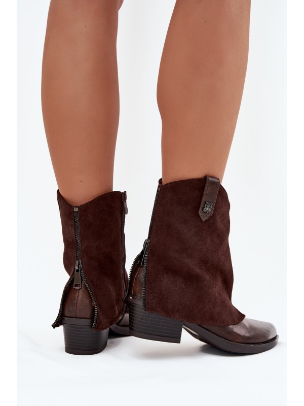 Insulated Cowboy Boots High Heels Chocolate Sylvette