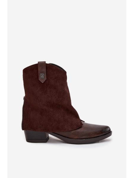 Insulated Cowboy Boots High Heels Chocolate Sylvette