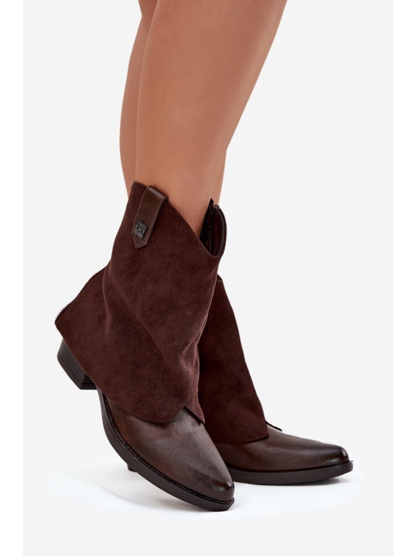 Insulated Cowboy Boots High Heels Chocolate Sylvette