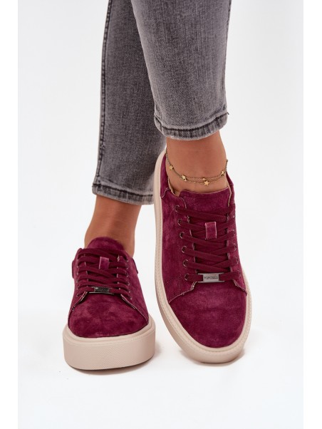 Suede Women's Sneakers On Platform Vinceza 79578 Bordeaux