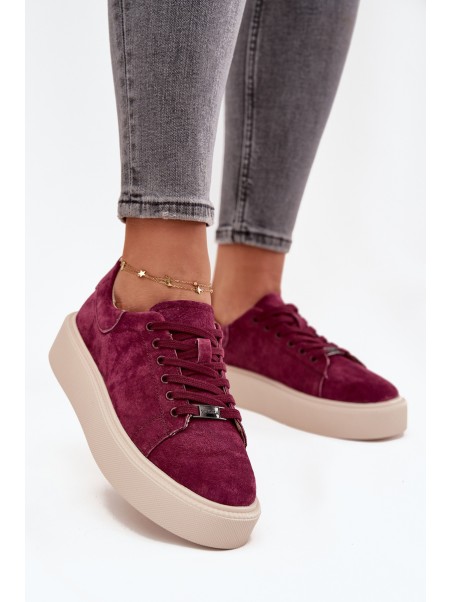 Suede Women's Sneakers On Platform Vinceza 79578 Bordeaux