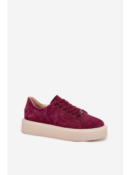 Suede Women's Sneakers On Platform Vinceza 79578 Bordeaux