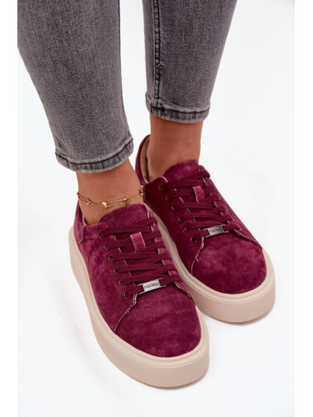Suede Women's Sneakers On Platform Vinceza 79578 Bordeaux