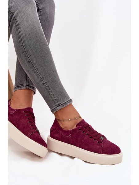 Suede Women's Sneakers On Platform Vinceza 79578 Bordeaux