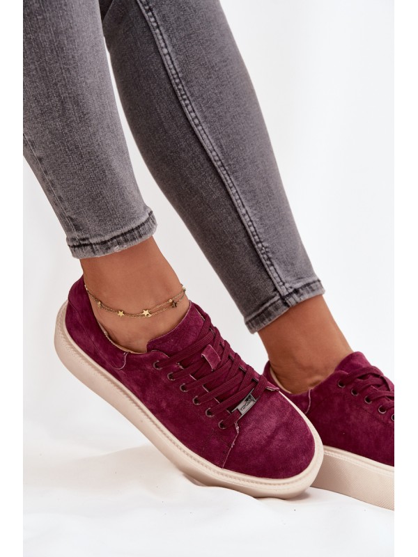 Suede Women's Sneakers On Platform Vinceza 79578 Bordeaux