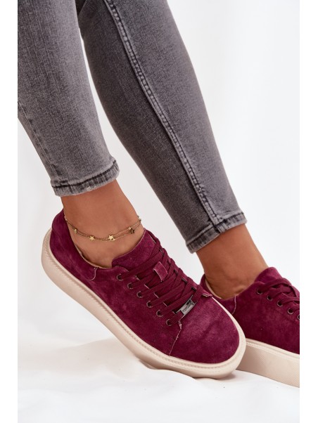 Suede Women's Sneakers On Platform Vinceza 79578 Bordeaux