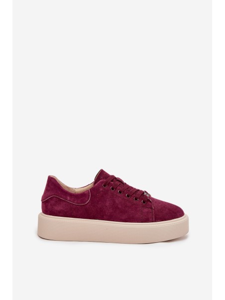 Suede Women's Sneakers On Platform Vinceza 79578 Bordeaux