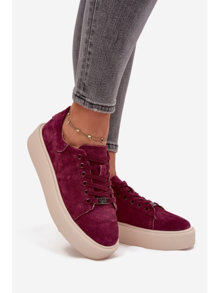 Suede Women's Sneakers On Platform Vinceza 79578 Bordeaux