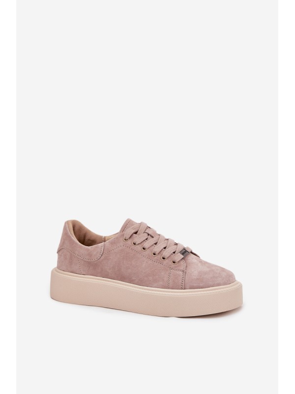 Suede Women's Sneakers on Platform Vinceza 79578 Beige