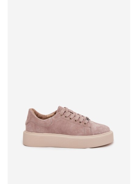 Suede Women's Sneakers on Platform Vinceza 79578 Beige