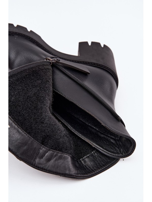 Women's Ankle Boots With Thick Heel With Double Zipper Vinceza 58605 Black