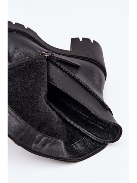 Women's Ankle Boots With Thick Heel With Double Zipper Vinceza 58605 Black
