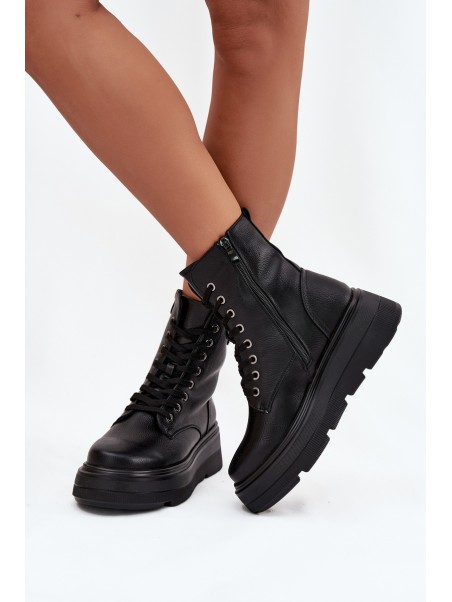 Women's Workery Boots with Insulation on Platform with Decorative Detail Vinceza 16513 Black