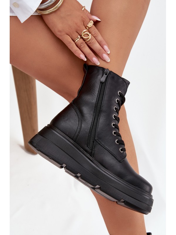 Women's Workery Boots with Insulation on Platform with Decorative Detail Vinceza 16513 Black