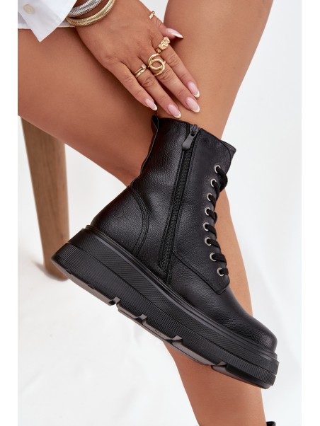Women's Workery Boots with Insulation on Platform with Decorative Detail Vinceza 16513 Black