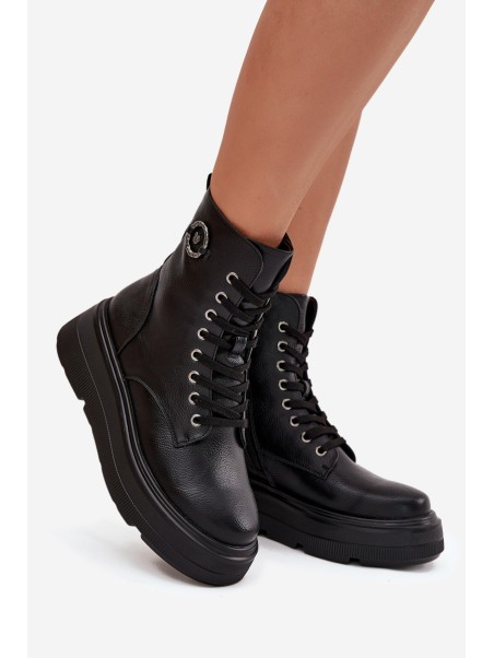 Women's Workery Boots with Insulation on Platform with Decorative Detail Vinceza 16513 Black